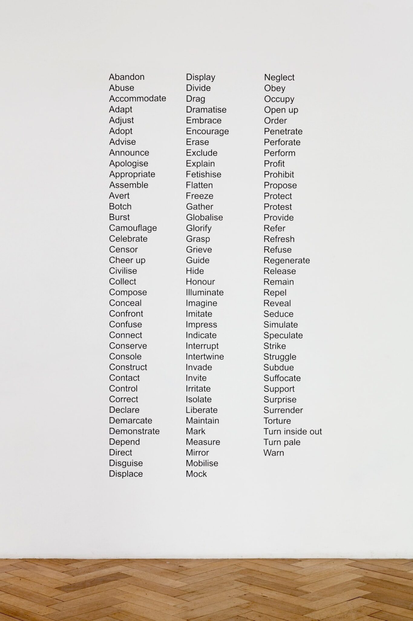 List of Gestures, Westspace, Melbourne, AU (2015)